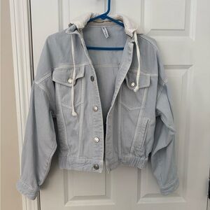 Zara Light Blue Hooded Denim Jacket